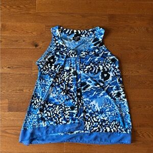 Blue Patterned Sleeveless Top